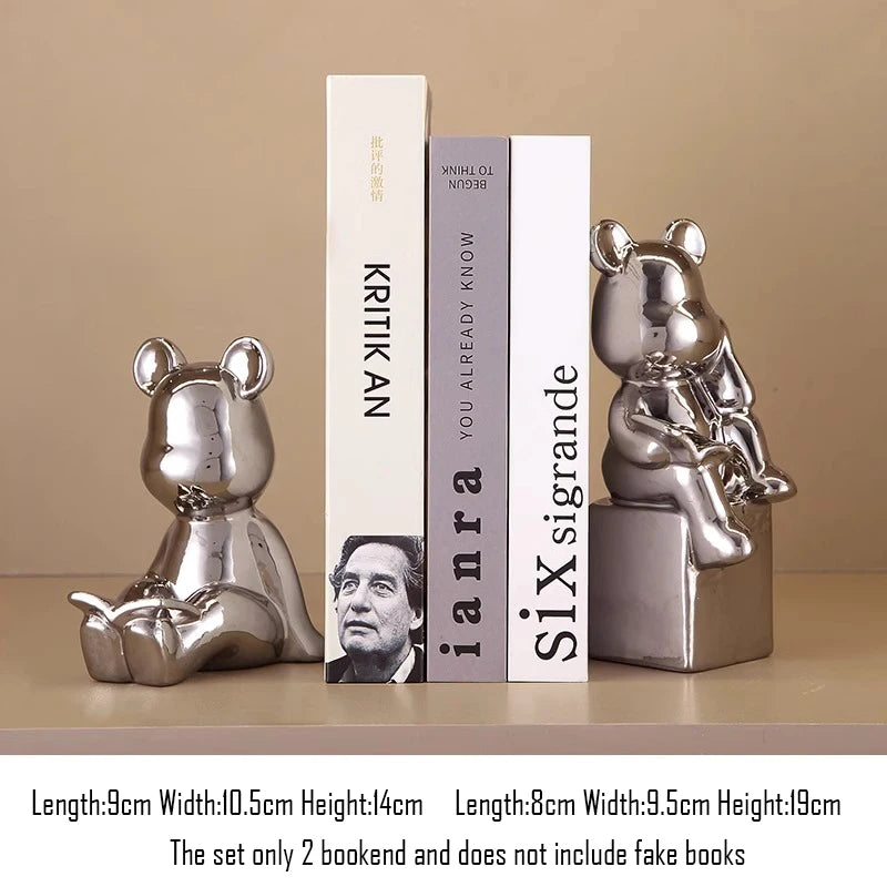 Abstract character statue bookend ceramic ornaments,living room study room Home decoration,bear dinosaur bookend,Birthday gifts