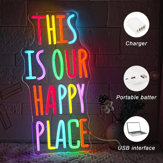 This is Our Happy Place Neon Sign
