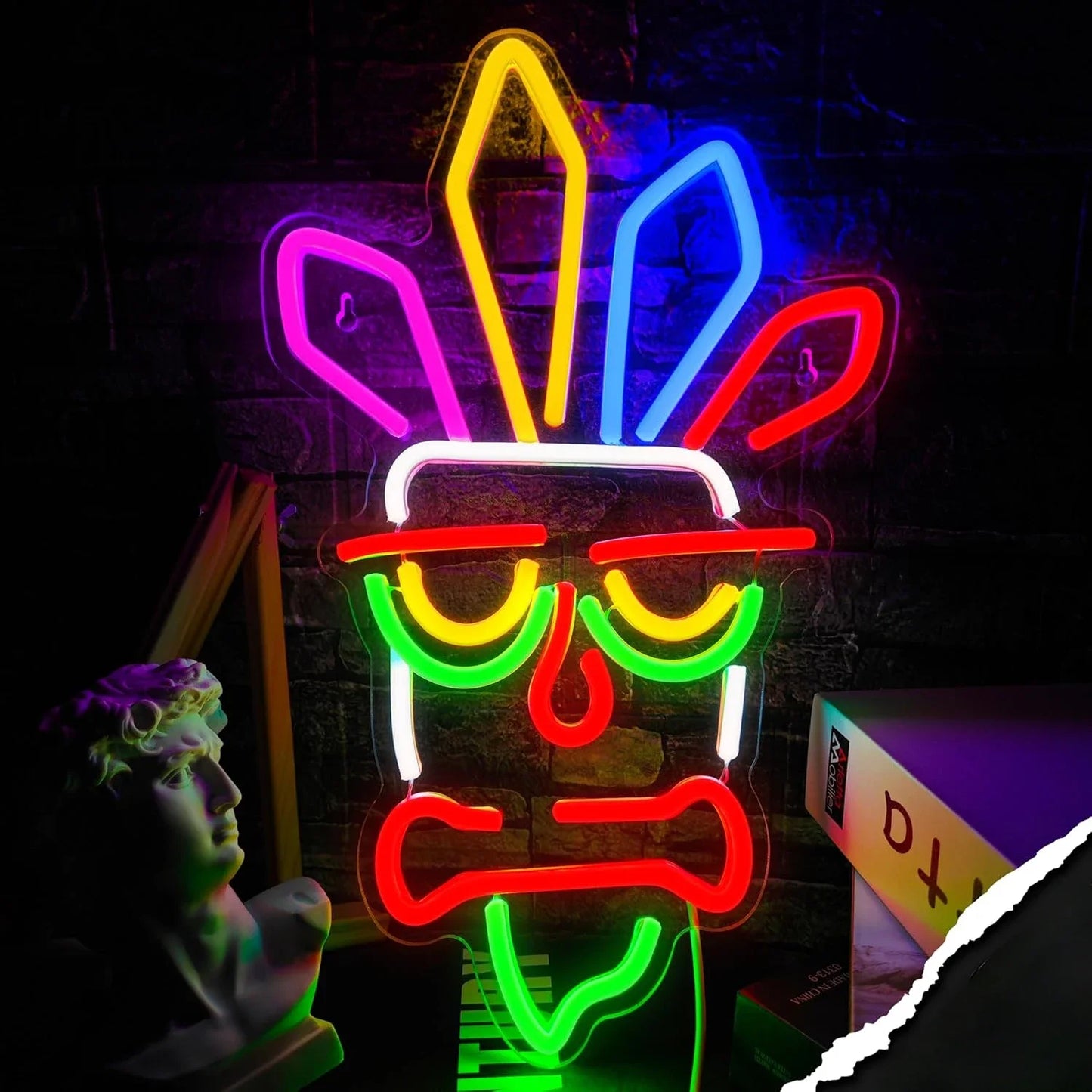 Crash Bandicoot Tiki Mask Neon Sign