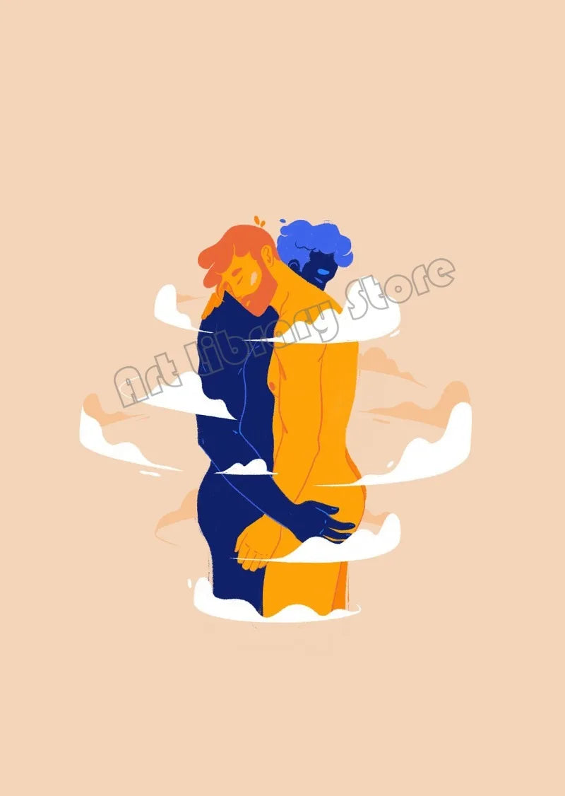 Nordic Cartoon Gay Couple Poster