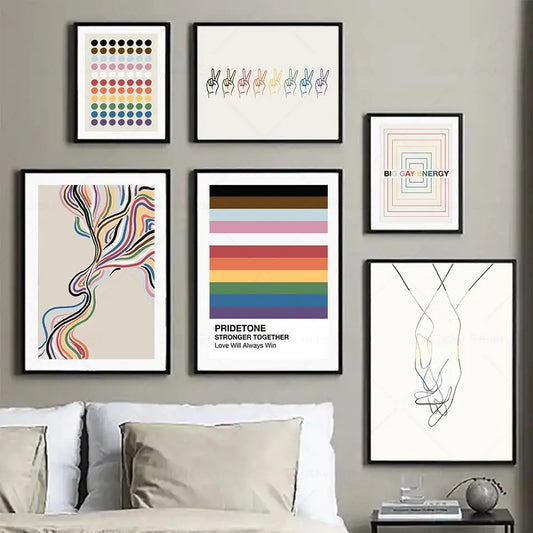 Subtle Pride Office Decor LGBTQ Gift Lesbians Gays Wall Art Canvas Painting Posters Prints Abstract Pictures  Living Room Decor