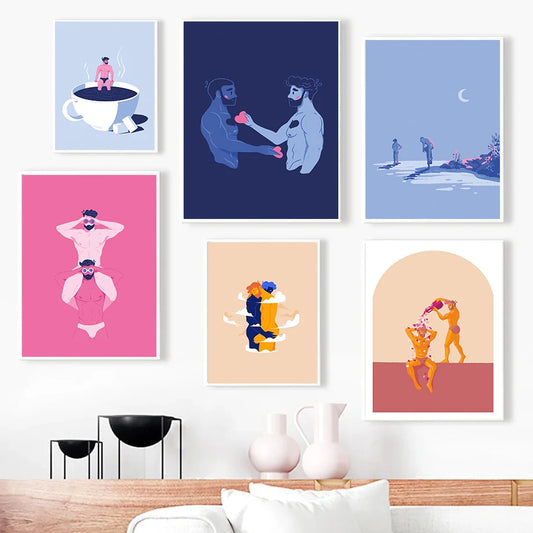 Nordic Cartoon Gay Couple Poster