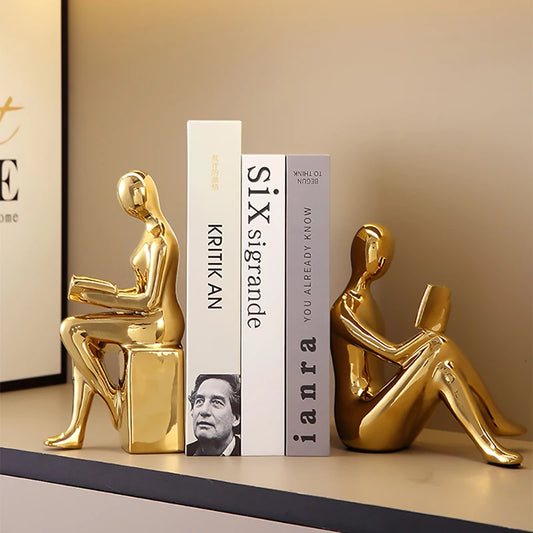 Abstract character statue bookend ceramic ornaments,living room study room Home decoration,bear dinosaur bookend,Birthday gifts