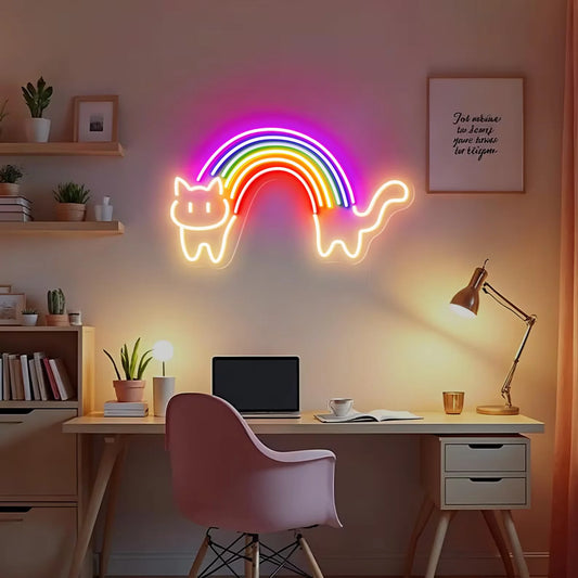 Rainbow Cat Neon Sign