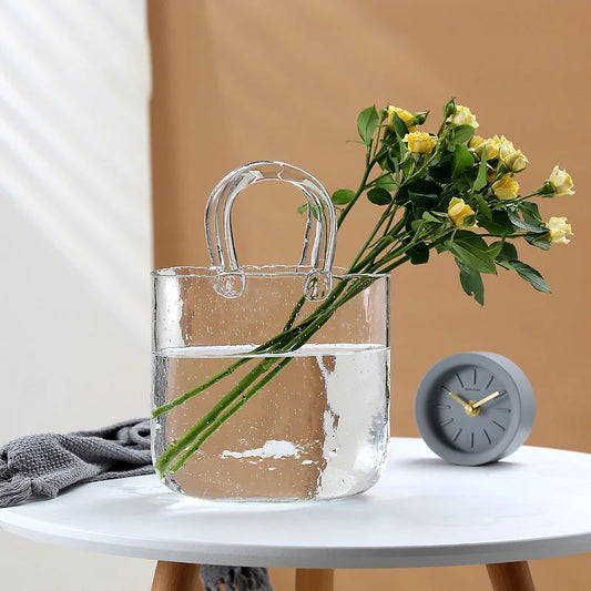 Glass Purse Vase for Flowers
