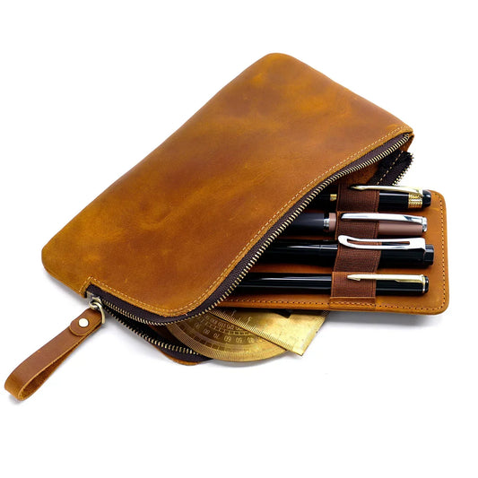 Leather Zipper Pen Case