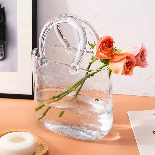 Glass Purse Vase for Flowers