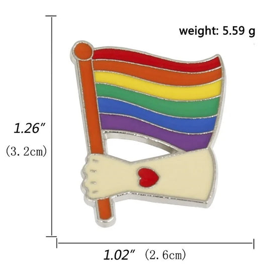 Metal LGBTQ Rainbow Pin Badge Creative Lesbian Gay Flag Pins Queer Jewelry