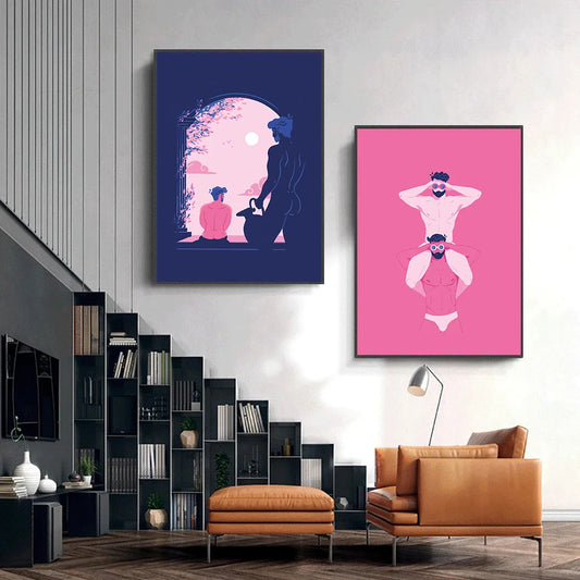 Nordic Cartoon Gay Couple Poster