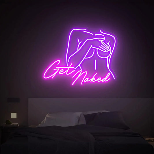 Woman Get Naked Neon Sign