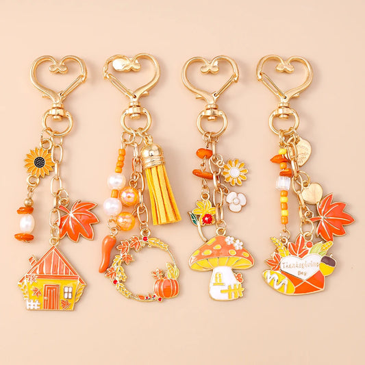 Mushroom Pumpkin Key Ring