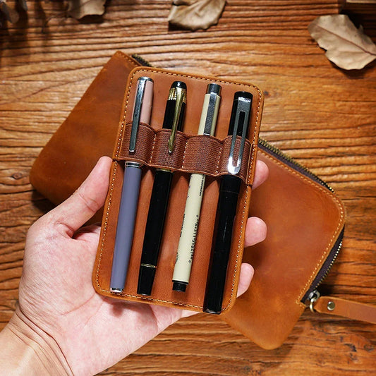 Leather Zipper Pen Case